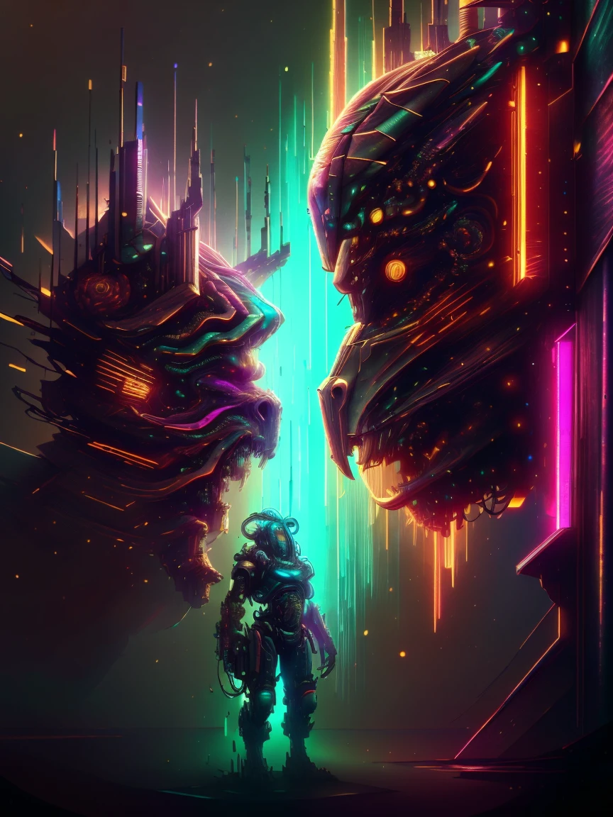 [award winning photo portrait of a cute smile girl standing outside a cyberpunk neon city street:award winning photo of a cyborg, bundle of glowing fiber optic cables:0.2], epic realistic, art, (hdr:1.2), (muted colors:1.2), pastel, hyperdetailed, (artstation:1.5), warm lights, dramatic light, (intricate details:1.2), vignette, complex background