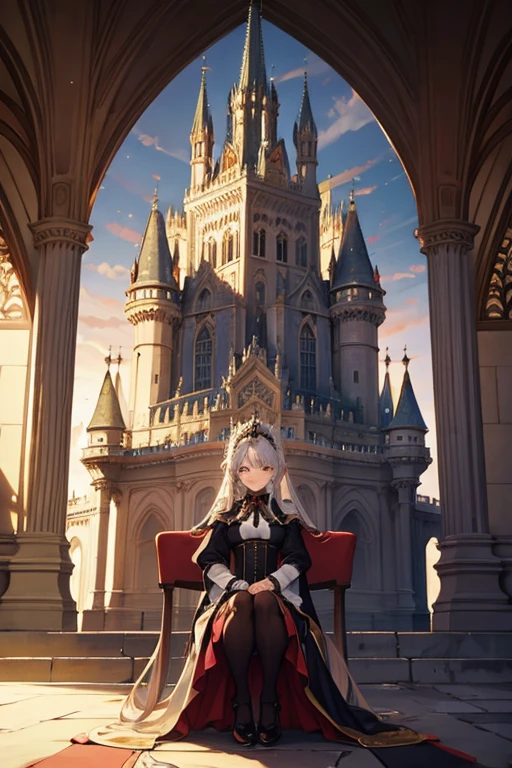 There is a big castle there,There is a garden in front, palace background, castle scene manga, Holy Grail Palace, Cheverny Castle, luxury castle, Madhouse Studio anime style, palace of versailles, style of madhouse anime, screenshot from the anime film, 1 8th century manor house, Cheverny Castle, Anime landscape concept art