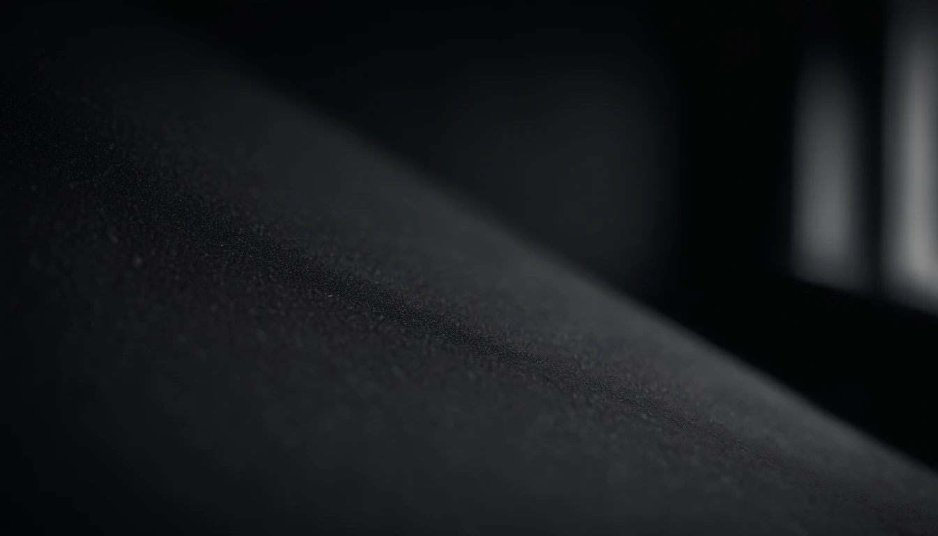 a detailed macro shot of the texture of an empty black wall, focusing on the fine grain and subtle imperfections that give it character and depth