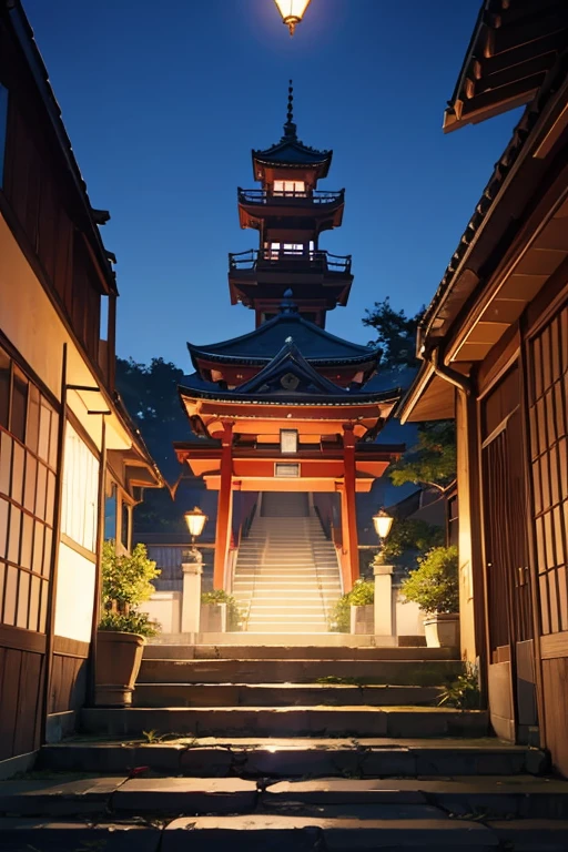 Night view of a large mansion，There is a lane leading to it, Madhouse Studio anime style, palace background, style of madhouse anime, Anime background art, screenshot from the anime film, anime scene, Screenshot of the 2012 animation, Anime landscapes, anime movie screenshot, Opening scene, animation still frame, castle scene manga, kyoto animation co., ltd.., Ltd.