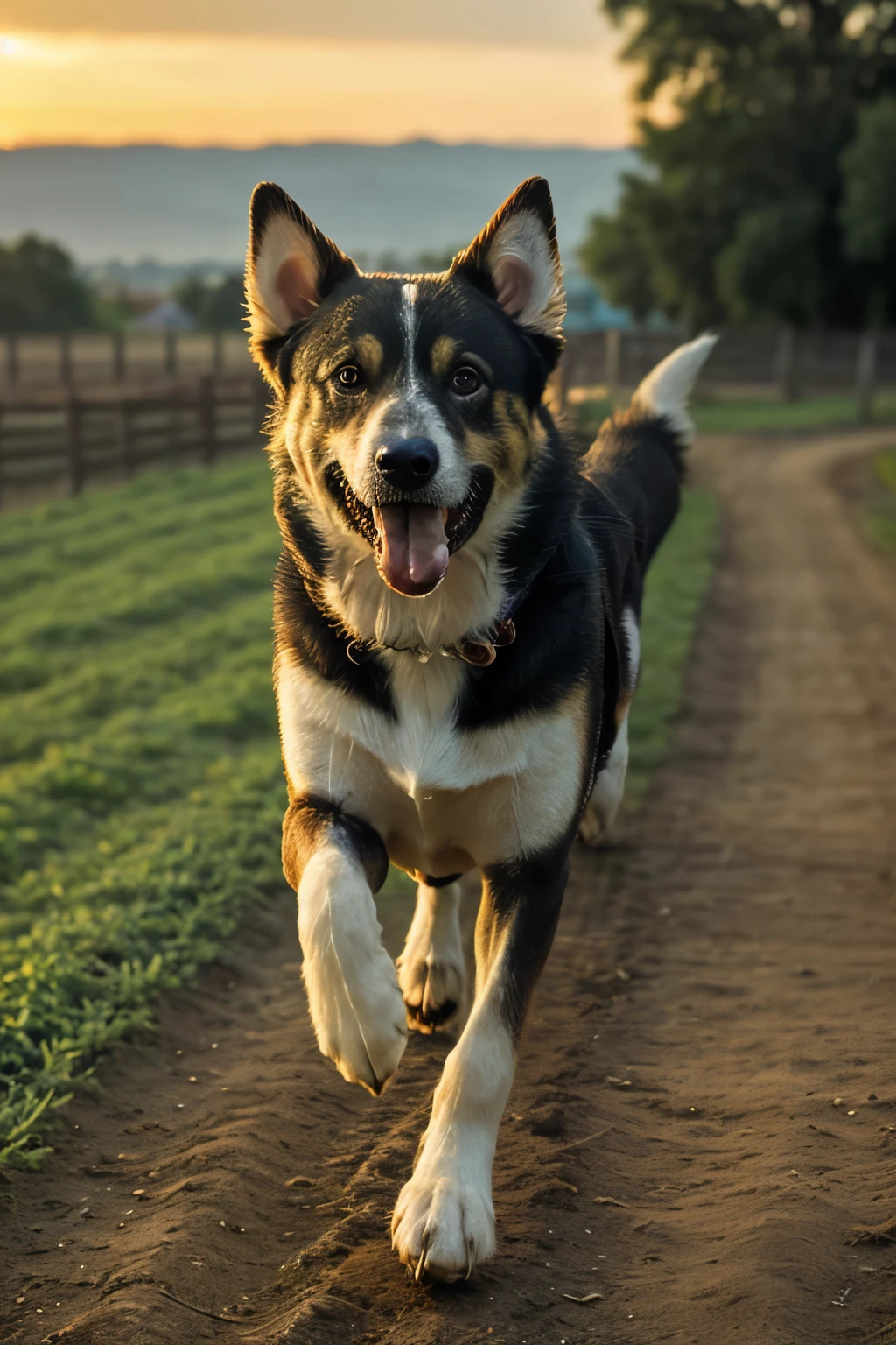 perro feliz en el  campo, corriendo atardecer, fotografia, hd, golden