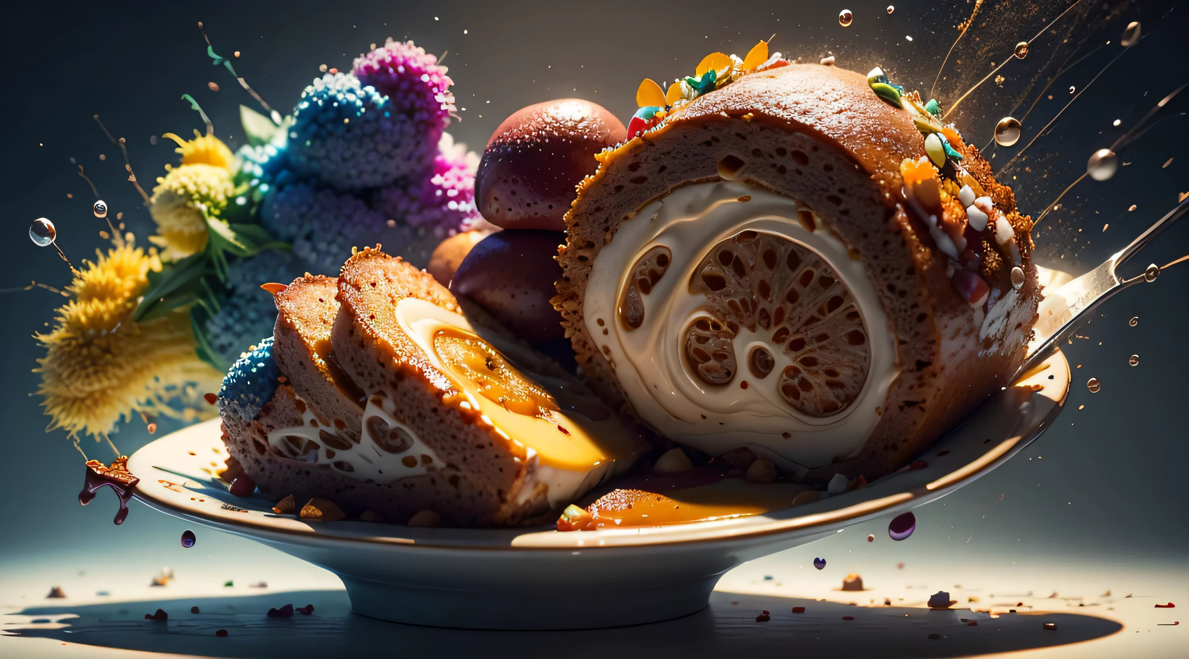 best quality, coloful pudin, rainbow, realistic, high quality, sharp focus, high details,