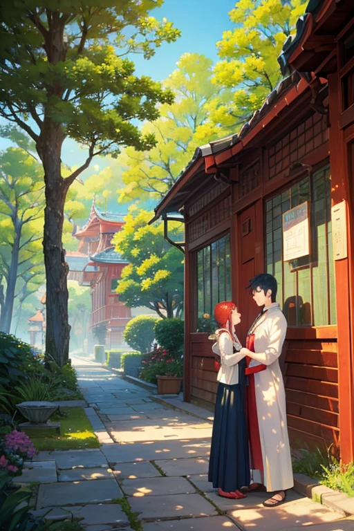(red building,title:Family Standing in front of Red Building:1.1), (anime scene,anime style:1.1), (animated scene:1.05), (detailed,realistic:1.1) portrayal of a family, consisting of a mother, father, and a child, standing in front of a vibrant, (red:1.1) building. The scene is set in a visually captivating (anime campground:1.1), with lush greenery and colorful flowers surrounding the area. The family is depicted in (anime:1.1) style, with (expressive:1.1) facial features and lively body language.
The father, with (handsome:1.1) features and (kind eyes,gentle eyes:1.1), stands confidently with his arms around the mother and child, conveying a sense of love and protection. The mother, portrayed with (grace:1.1) and (warm eyes:1.1), holds the child's hand affectionately.
The child, depicted with (innocence:1.1) and (big curious eyes,bright curious eyes:1.1), gazes at the red building with awe and excitement. The building itself is intricately detailed, with (distinct architectural features:1.1) and (ornate decorations:1.1), it a focal point of the scene.
Surrounding the family and the red building is a enchanting (anime temple:1.1) and a (traditional garden:1.1), complete with (lush vegetation:1.1) and (tranquil ambiance:1.1). The scene is bathed in warm sunlight, creating a (serene atmosphere:1.1) and casting (beautiful shadows:1.1) on the ground.
The overall image quality is of (best quality:1.2), with (ultra-fine details:1.1) and (vivid colors:1.1) that bring the scene to life. The color palette leans towards warm tones, enhancing the (coziness:1.1) and (harmony:1.1) of the family scene.
In this (anime-inspired:1.1) setting, the scene captures a moment of love, happiness, and togetherness. It combines the beauty of nature, mesmerizing architecture, and the warmth of family bonds in a visually stunning and emotionally resonant frame.