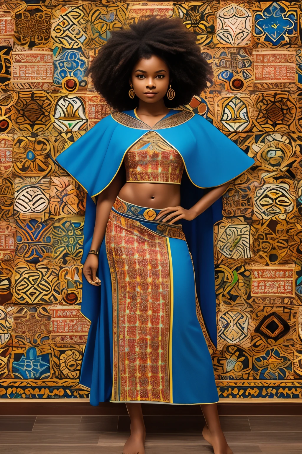 O logotipo , orisha, africano,
realista 8k,para b imagens de escrito .C & V. With Cape Verde pattern that represents Cape Verde culture.Adicione mais elementos culturais de Cabo Verde. Fotografia ,插圖 ,Garment based graphic: Traje representativo da bandeira de Cabo Verde - azul profundo, branco, vermelho e dourado, com elementos tribais discretos, vision, plano completo, vista frontal, vista traseira, Estilo Art Vista de Corpo Inteiro ,Multiple views and poses, various points of view, de um corpo inteiro,design