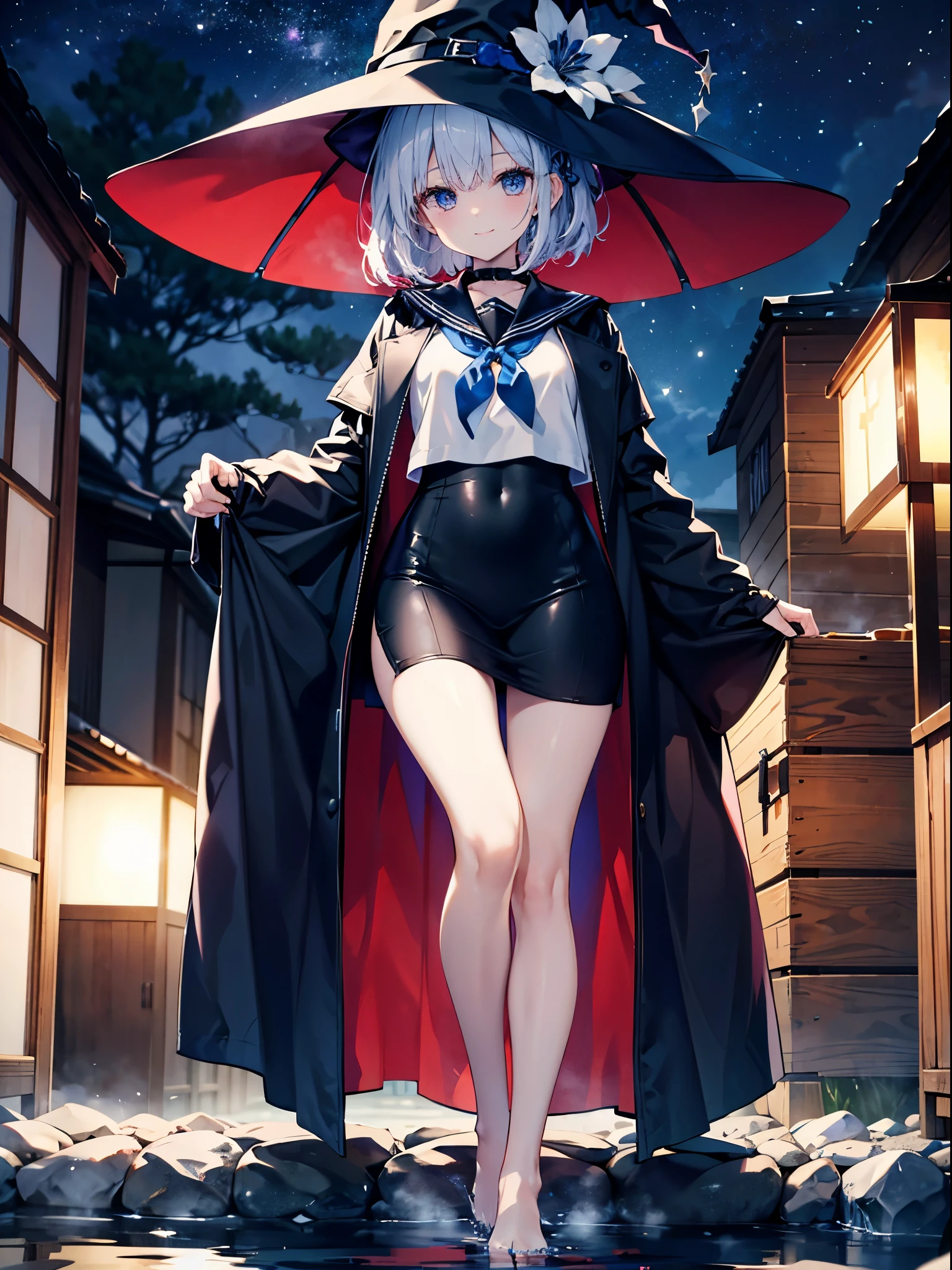 ((Highest quality)), ((masterpiece)), ((detailed)), (nsfw), 1ghost girl, 独奏, pale skin, silver hair, long hair, flat chest, white sundress, pantyless, pussy, spread legs, yellow eyes, (sad), sad smile, aroused, rain, (wet), night town, see through, (looking down), (from below), looking at viewer, cowboy shot