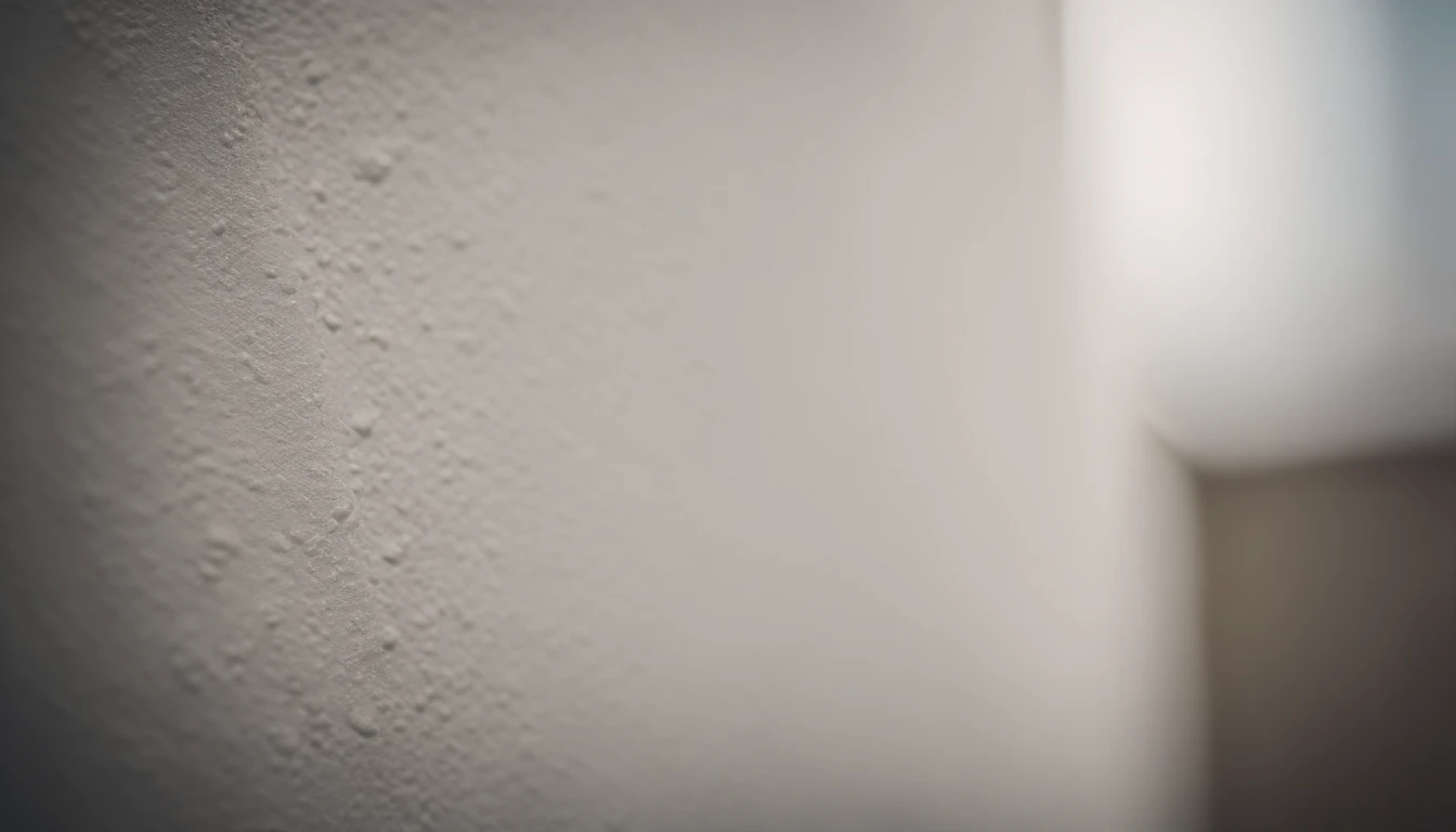 a detailed macro shot of the texture of an empty white wall, focusing on the fine grain and subtle imperfections that give it character and depth