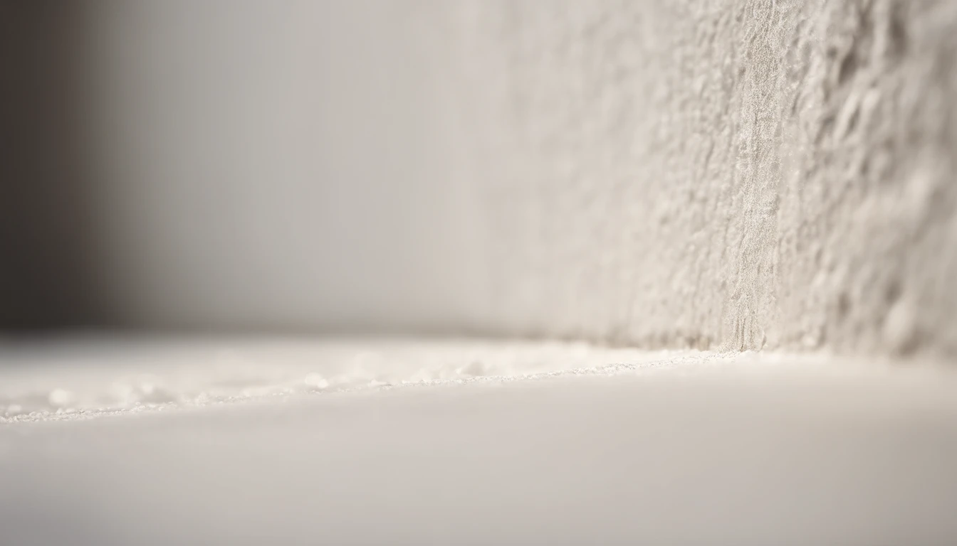 a detailed macro shot of the texture of an empty white wall, focusing on the fine grain and subtle imperfections that give it character and depth