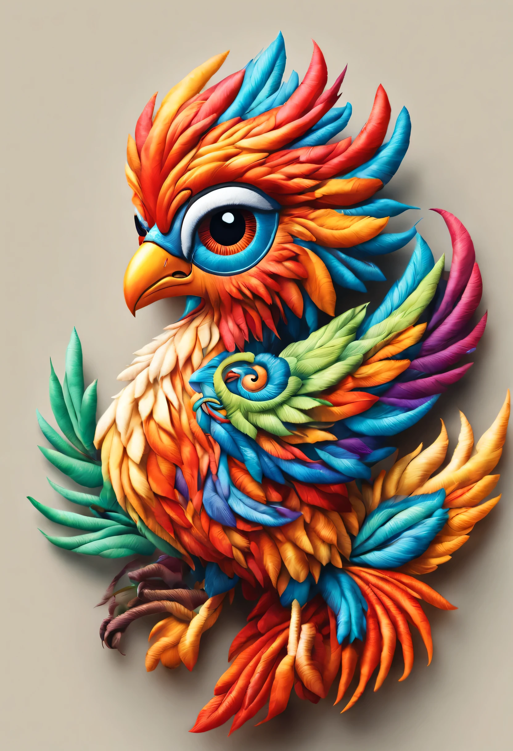 With realistic eyes and bright different colors、gorgeous little surreal phoenix, Chibi, Adorable and cute, Logo Design, cartoon, cinematic lighting effect, Charming, 3D vector art, Cute and quirky, Fantasy Art, Bokeh, handdraw, Digital Painting, Soft lighting, isometric style, 4K resolution, photo realistic render, highly detailed cleaning, Vector image, photo-realistic Masterpiece, Professional Photography, simple space scenery, isometric, Lively vectors