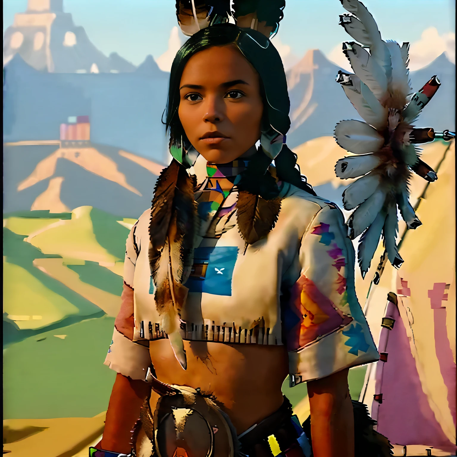 Make this girl a Native American Queen from Colombia