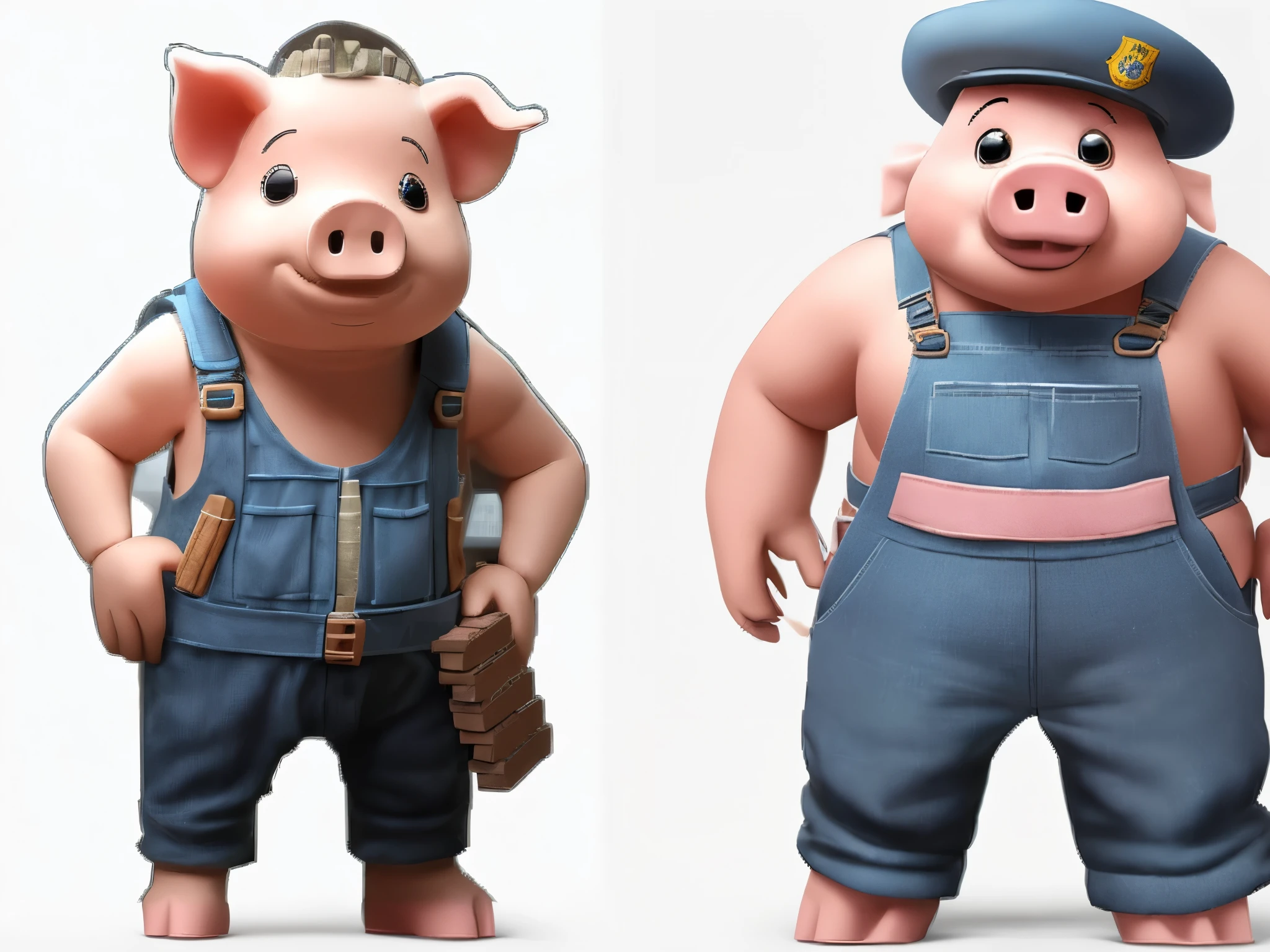 a close up of a pig wearing overalls and a hat, robotic pig, piggy, anthropomorphic warrior piglet, porky pig, giant pig, pig pig pig, hybrid of pig and nyc policeman, pig, depicted as a pixar character, official render, a pig, piglet, ideal pixar character, promotional render, sfm render, high res render