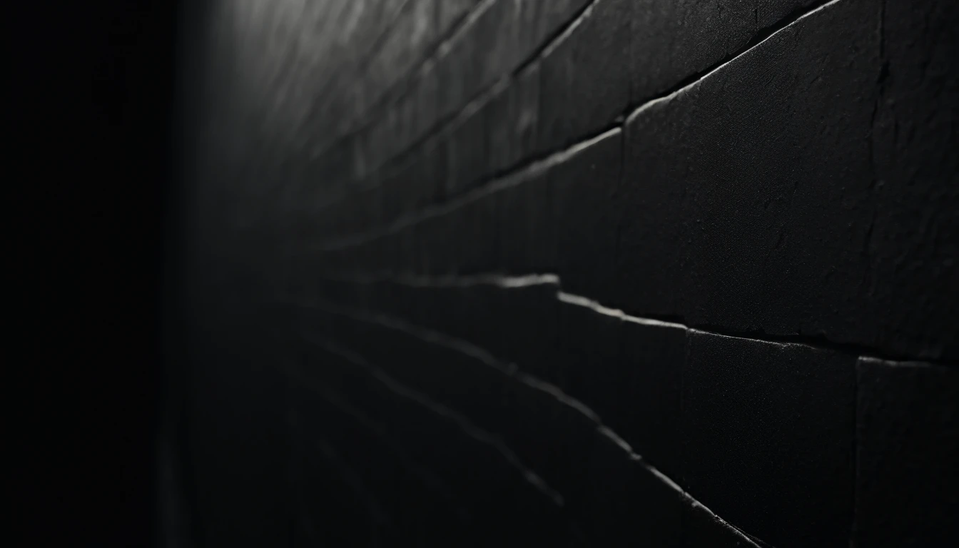 a detailed macro shot of the texture of an empty black wall, focusing on the fine grain and subtle imperfections that give it character and depth