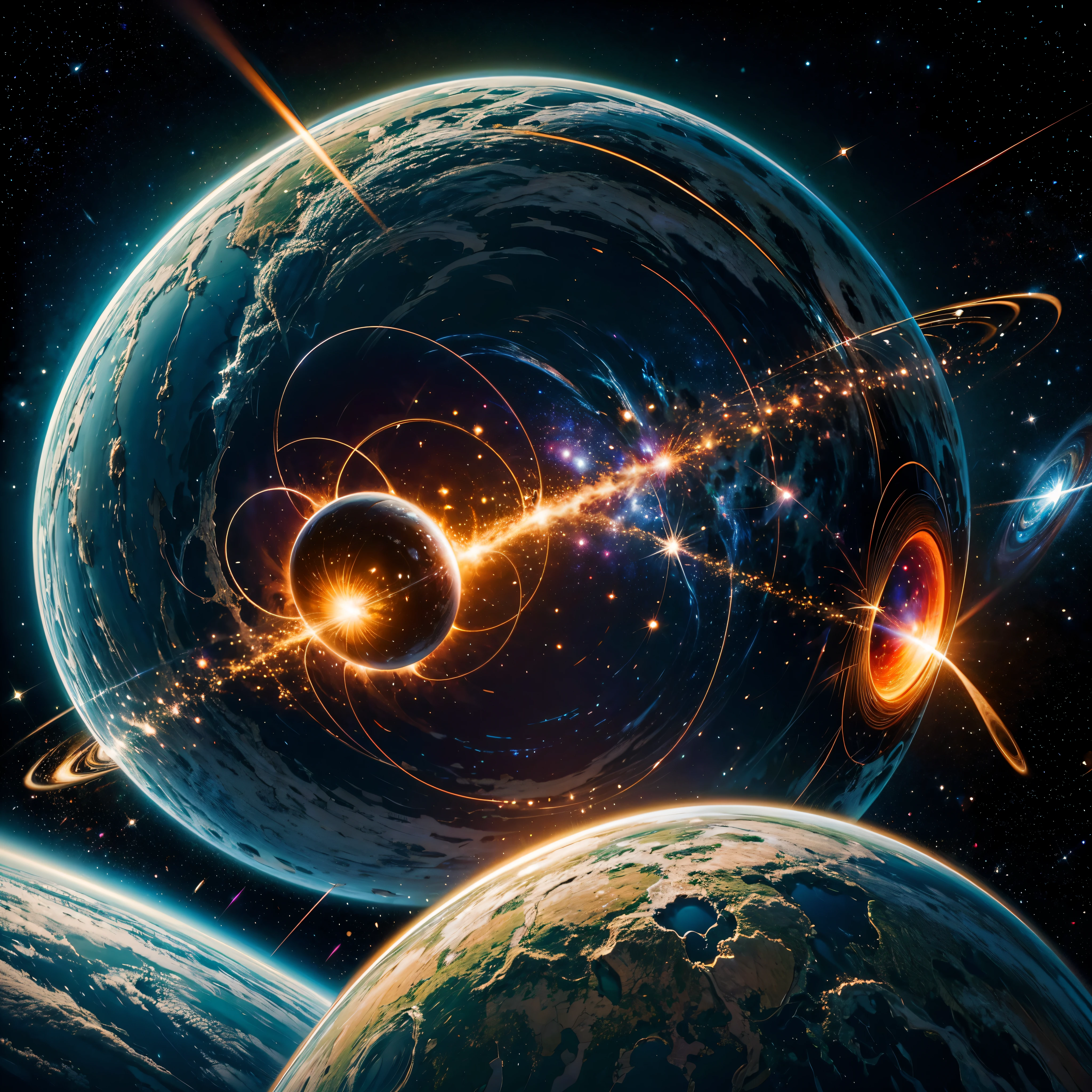 Astronaut:1.4 Quantum From the atom to the galaxy The universe is made up of a huge variety of objects, from the smallest atom to the largest galaxies. Atoms are the basic units of matter. They are composed of a central nucleus, which contains protons and neutrons, surrounded by electrons orbiting around it. Atoms combine to form molecules and compounds, which are the basis of chemistry and life. The molecules, in turn, combine to form cells, which are the basic units of life. Cells organize themselves into tissues, organs, and systems, forming the human body and that of other animals and plants. In addition, there are other subatomic particles, such as quarks and leptons, that are studied in particle physics. As we move away from the subatomic world, we encounter the planets and stars. Our solar is made up of the Sun, planets, asteroids, comets, and other objects. Stars, in turn, cluster into galaxies, which are huge structures containing billions of stars, as well as nebulae, star clusters, and black holes. The entire universe is filled with galaxies that cluster into superclusters and form a vast cosmic web. And there's still so much more to discover and explore beyond what we know to date masterpiece meticulously intricate ultra_high-details extreme improved ultra_high-quality ultra_high-res ultra_photo-realistic optimal ultra_sharpness perfection accurate volumetric Lightning contrast global illumination cgi vfx sfx reflex Octane_rendered ultra_high-def UHD XT3 DSLR HDR romm rgb pbr 3dcg fxaa blu-ray vivid colors-coded anti-aliasing fkaa txaa rtx ssao opengl-shaders glsl-shaders post-processing post-production cell-shading tone-mapping ❤luminescence Heart glow hearth Crystalline earth radiant varies multi etc. --s 1000 --c 20 --q 20 --chaos 100