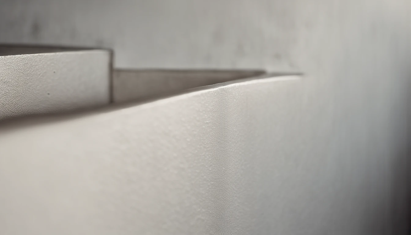 a detailed macro shot of the texture of an empty white wall, focusing on the fine grain and subtle imperfections that give it character and depth