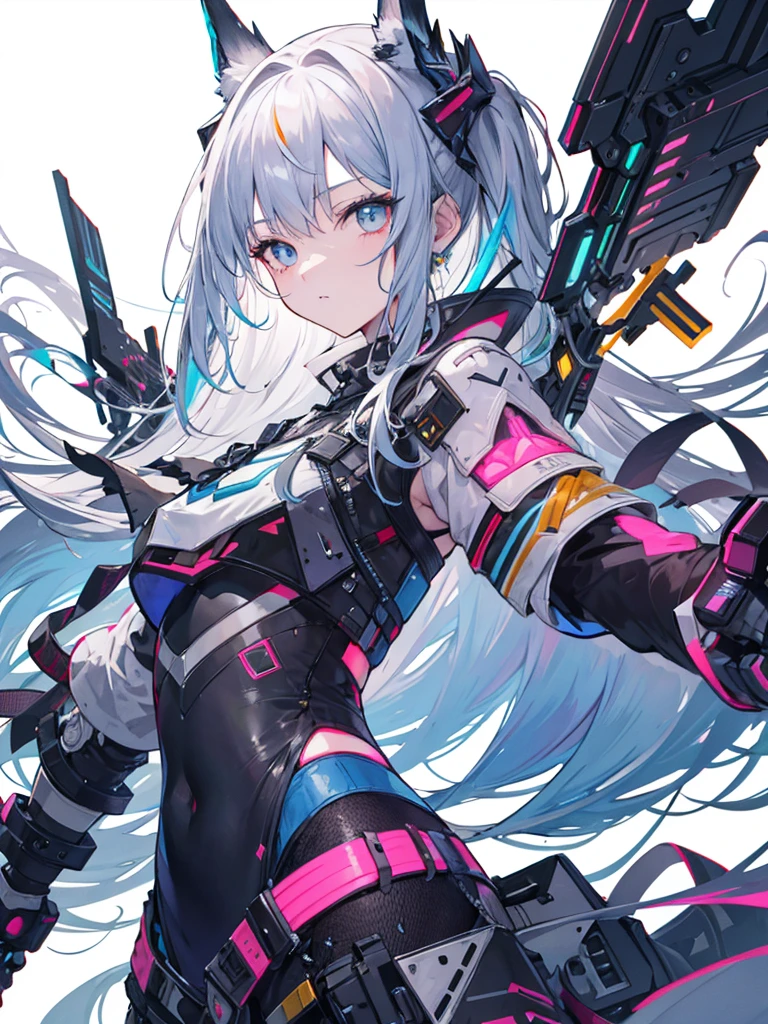 masterpiece, best quality, 1girl, solo, purple theme, smile, cyborg, cyberpunk, electricity, lightning, jacket, (white background:1.5), full body, panorama, , <lora:gsr:0.8>,GSHead <lora:tam:1>