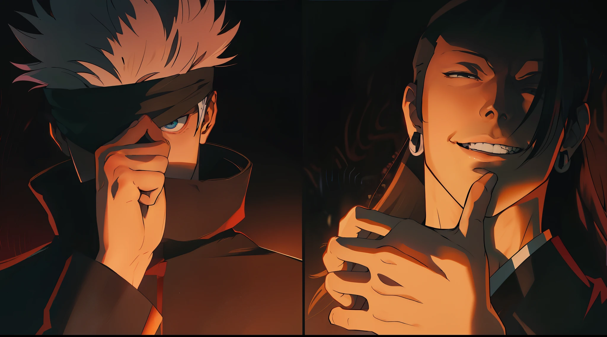 anime jujutsu kaisen, characters with different expressions and expressions in their faces, ufotable art style, jujutsu kaisen, guilty gear strive graphics, ninja scroll anime style, today's featured anime still, screenshot from the anime film, anime ninja scroll, trigger anime artstyle, style of red line anime movie, screenshot from black clover, metal gear solid anime