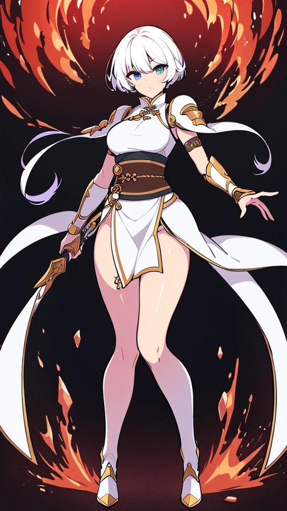 ((Full body photo,standing, feet on the ground)), Saria has large breasts, helmet on her head, black color with golden parts/futuristic Egyptian costume, Egyptian necklace on her neck, extremely tight on her body, (in an ancient city raining hard and thundering), she has (short red hair, blue eyes), is with her hands closed, holding a scepter of pure gold, landing for the viewer, extremely exhibitionist, is looking at the viewer, manic smile, face with red cheek, (hair, body and clothing all wet, moistened and transparent clothing, light makeup on the face, Futurism, 16k, UHD, retina, masterpiece, ccurate, anatomically correct, best quality, high quality, textured skin