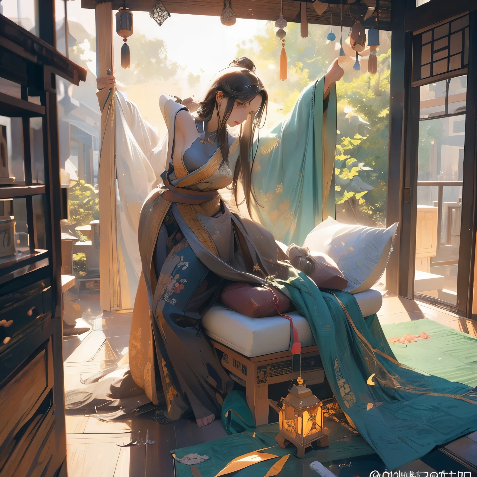 realistic photo, best possible quality,
meditation scene, tai-chi, Japanese yoga ornamentation, tea house, flat place with decorative stones on the floor, plants alongside in harmony and a small waterfall.
we see a woman, on the floor, she puts her head on the floor with her arms stretched out on the floor, while she sticks her bare butt up, bending her knees on the floor, her breasts are small and firm, angelical face, her delicate feet, perfect hands, her big, straight hair touches the floor