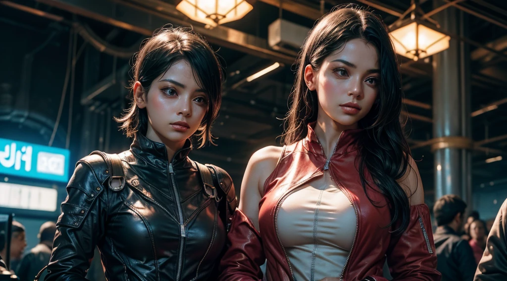 NSFW, 1girl, Rose Blackpink, Cyberpunk, ((corpo inteiro):1.5), {((uma mulher))}, (30 anos) usando {((Arabic style translucent mechanical skin:1.2, with multiple intricate neon wires detailed with metal alloy, gostosa, seio grande, sexy, seios para fora, clothes with open zippers, Novo