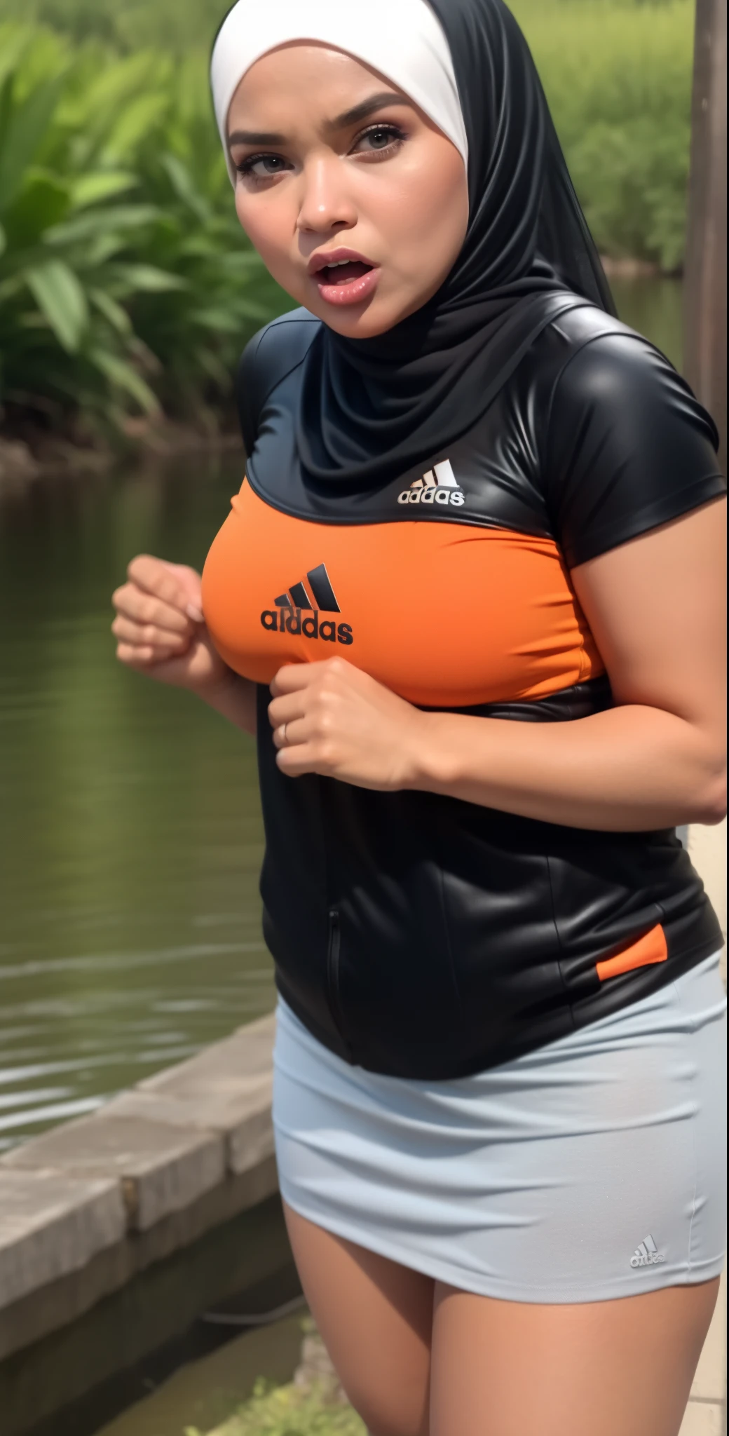((HIJAB MALAY GIRL)), ((BBW)), SHORTS, HUGE WIDE BUTT, WIDE BUTT, 63 YEAR OLD METURE women's, METURE women's, (ORANGE LIPS), (ADIDAS SNEAKERS), (TIGH SKIRT), walking in style on a Village river, (ANGRY FACE EXPRESSION), TRANSPARENT, STAYING, THICK FOG. FOGGING, (ANGRY FACE EXPRESSION), MINI SKIRT, GANGSTER, (BLEEDING), (RIFLE M16), (GRAB GUN).