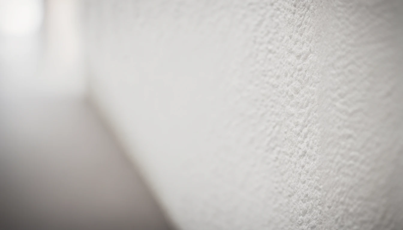 a detailed macro shot of the texture of an empty white wall, focusing on the fine grain and subtle imperfections that give it character and depth