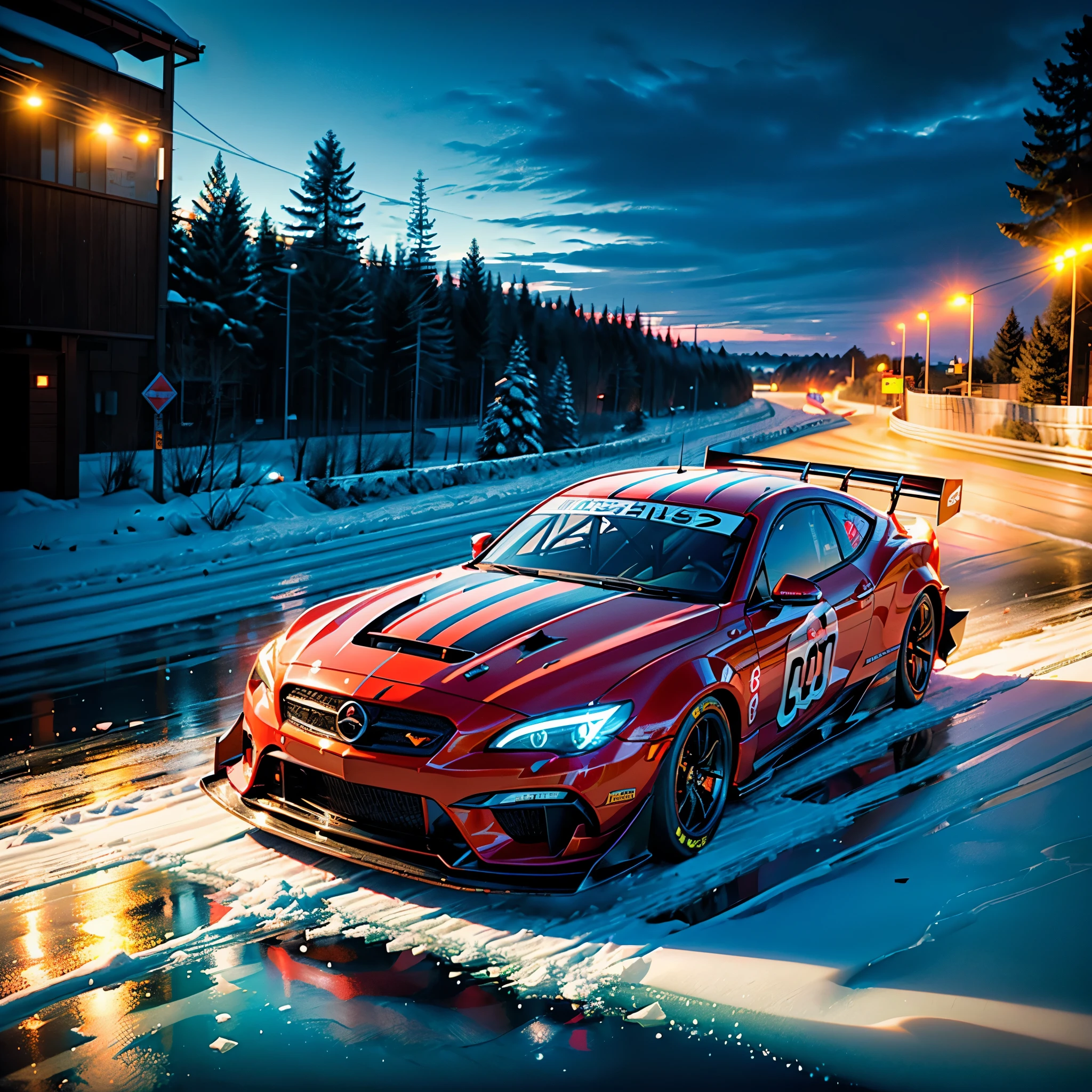 SunRise Racer Auto_Racing_Circuit Race_Track deep path Equirectangular_360 Circuit UnrealEngine5 Ultra Masterpiece ultra_high-def ultra_Photo-realistic optimal ultra_high-quality opengl-shaders ultra_high-details accurate reflex ultra_high-res perfection volumetric Cinematic_Sunlight improved Octane_rendues UHD XT3 DSLR HDR 3dcg shadow analogiques extatiques symmetrical dazzling Will-o'-the-wisp global luminescence (((An boatmobile inspired ultra-realistic angelic neon metallic black silver and gold chrome race car designed on a icy surface road with snow falling and deep snow covers the ground and everything all around ))), best quality, ultra-detailed), race car, street racing-inspired, Drifting, LED, ((Twin headlights)), (((Bright neon color racing stripes Cristallines kit incandescente flash blow glow))), (Black racing wheels), Wheel spin showing motion, Show car in motion, Burnout, wide body, modified car, racing livery Lava varied multi etc. --s 1000 --c 20 --q 20 --chaos 100