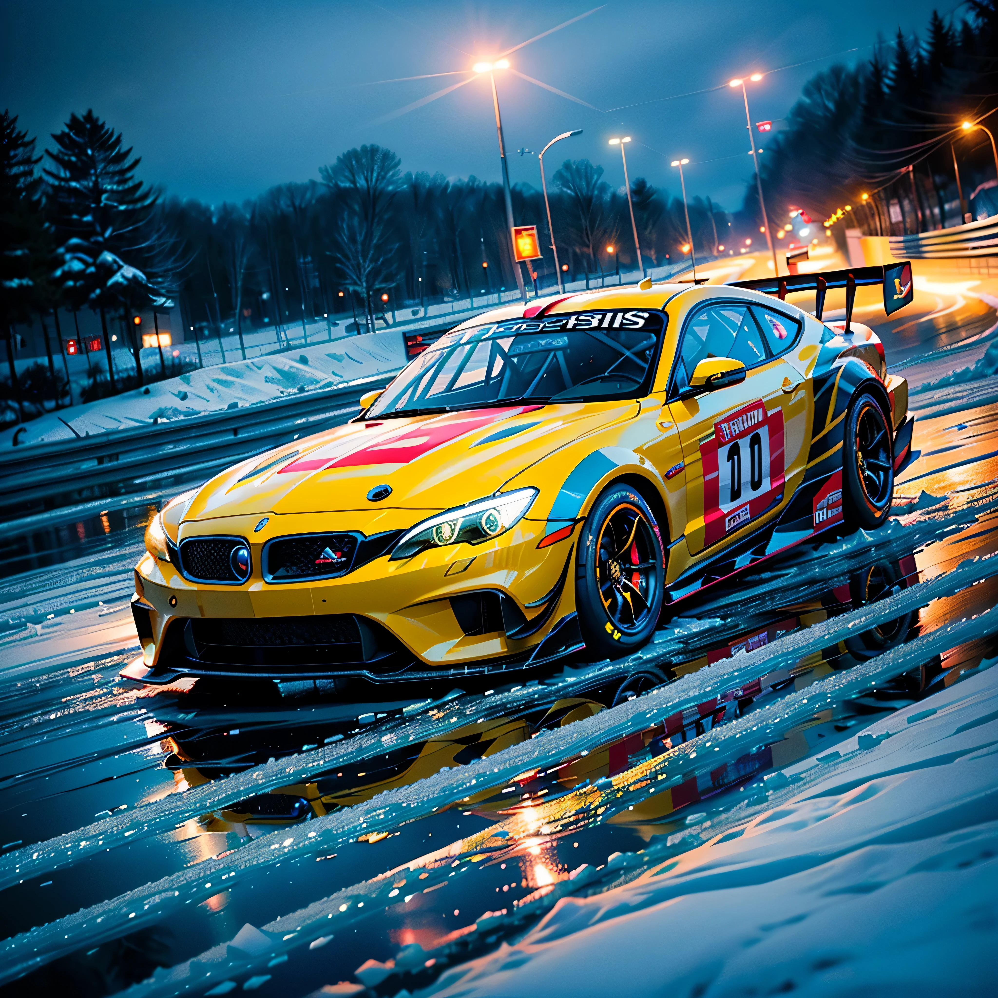 SunRise Racer Auto_Racing_Circuit Race_Track deep path Equirectangular_360 Circuit UnrealEngine5 Ultra Masterpiece ultra_high-def ultra_Photo-realistic optimal ultra_high-quality opengl-shaders ultra_high-details accurate reflex ultra_high-res perfection volumetric Cinematic_Sunlight improved Octane_rendues UHD XT3 DSLR HDR 3dcg shadow analogiques extatiques symmetrical dazzling Will-o'-the-wisp global luminescence (((An boatmobile inspired ultra-realistic angelic neon metallic black silver and gold chrome race car designed on a icy surface road with snow falling and deep snow covers the ground and everything all around ))), best quality, ultra-detailed), race car, street racing-inspired, Drifting, LED, ((Twin headlights)), (((Bright neon color racing stripes Cristallines kit incandescente flash blow glow))), (Black racing wheels), Wheel spin showing motion, Show car in motion, Burnout, wide body, modified car, racing livery Lava varied multi etc. --s 1000 --c 20 --q 20 --chaos 100