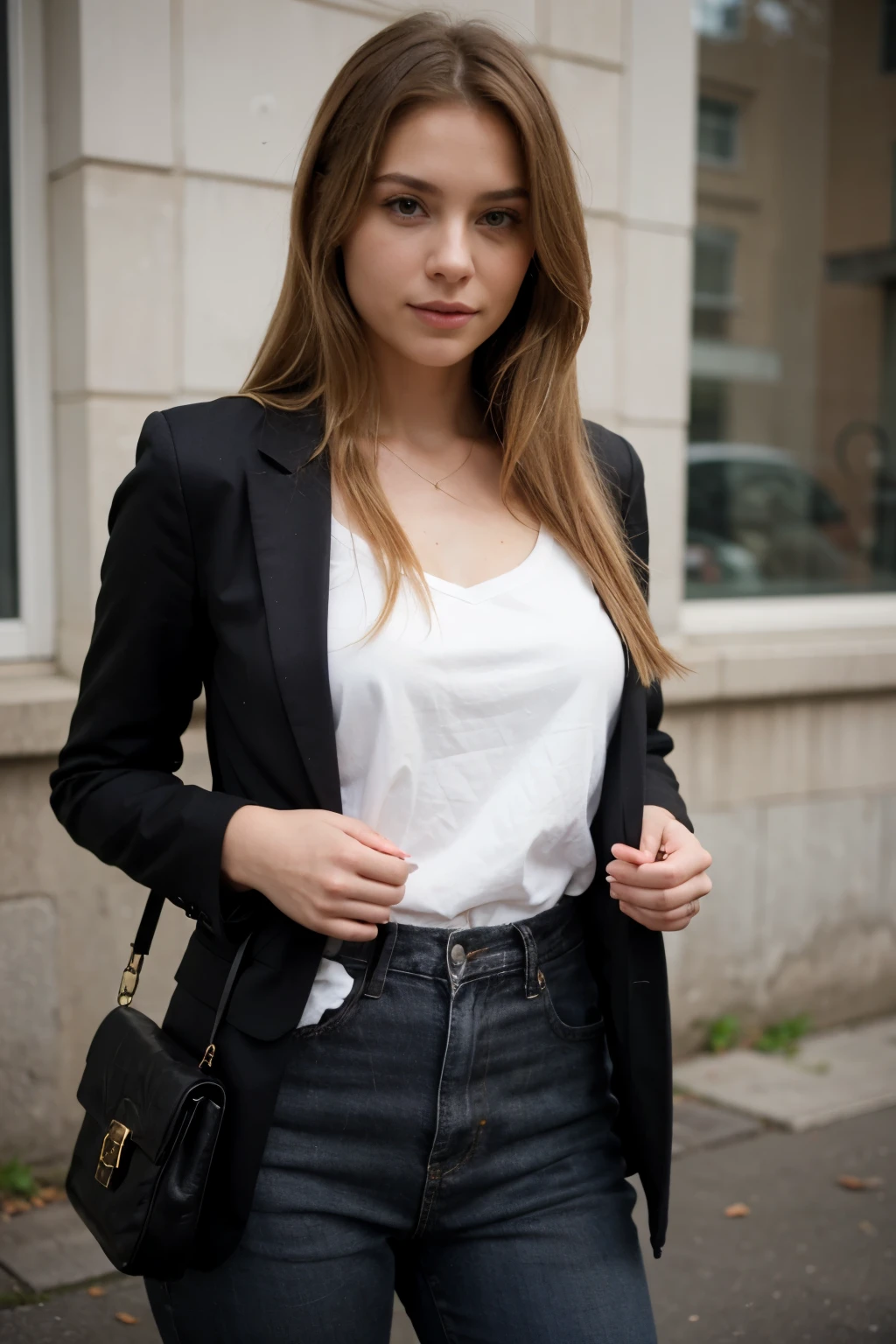 Blonde, modern, dressed, long hair