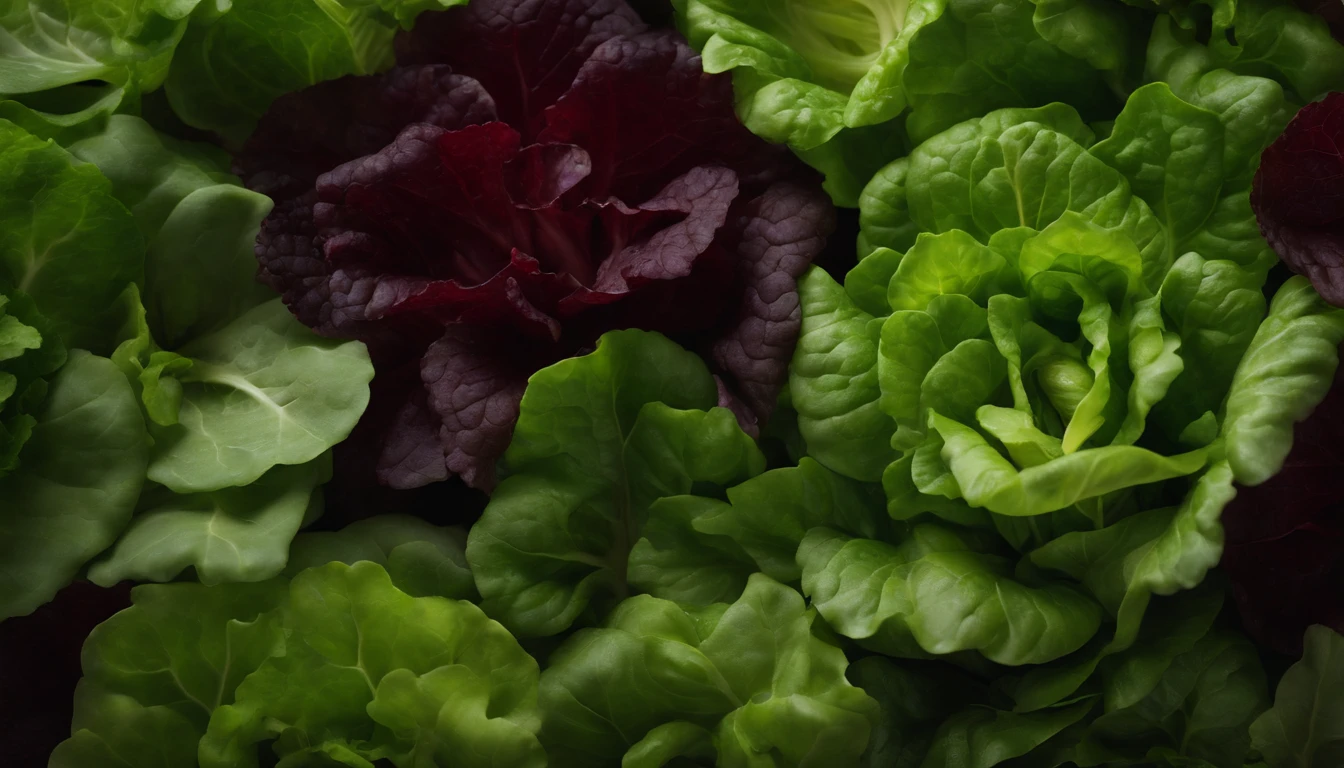 a top-down shot of a bowl filled with fresh, vibrant lettuce leaves, creating a visually pleasing and appetizing composition