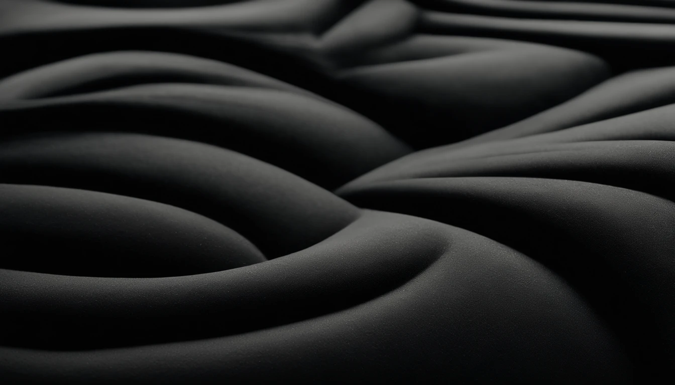 a detailed macro shot of the texture of an empty black wall, focusing on the fine grain and subtle imperfections that give it character and depth