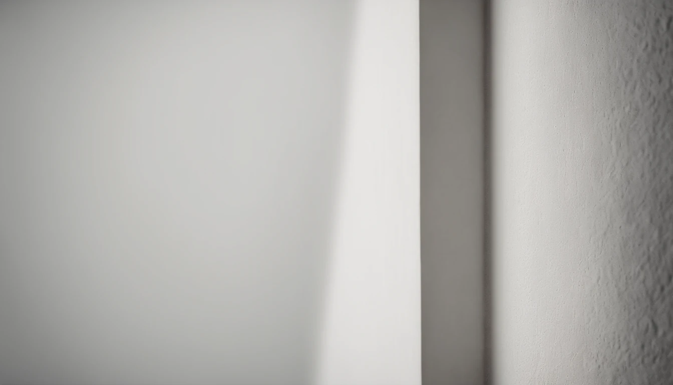 a detailed macro shot of the texture of an empty white wall, focusing on the fine grain and subtle imperfections that give it character and depth