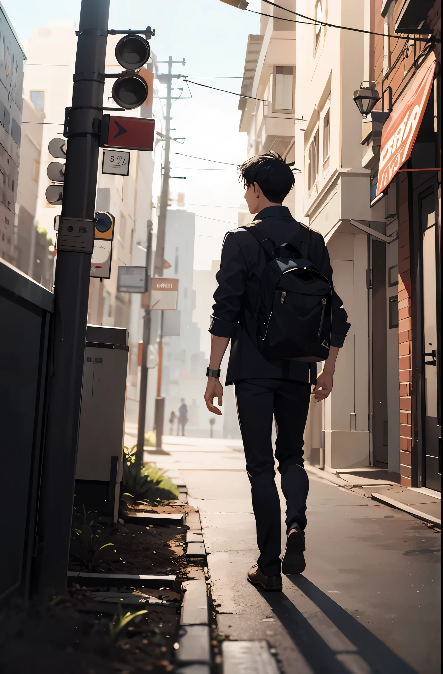 Boy,,walking view from the side