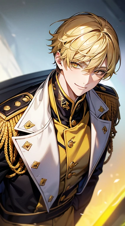 absurdres, highres, ultra detailed, HDR, master piece, best quality, Quincy, blond messy hair, expressive orange eyes, Nu Carnival, solo, sexy man, handsome, horny, lewd, black hat, fantasy black pirate clothes, accessories, showing the chest, beach, sea, petals, flowers