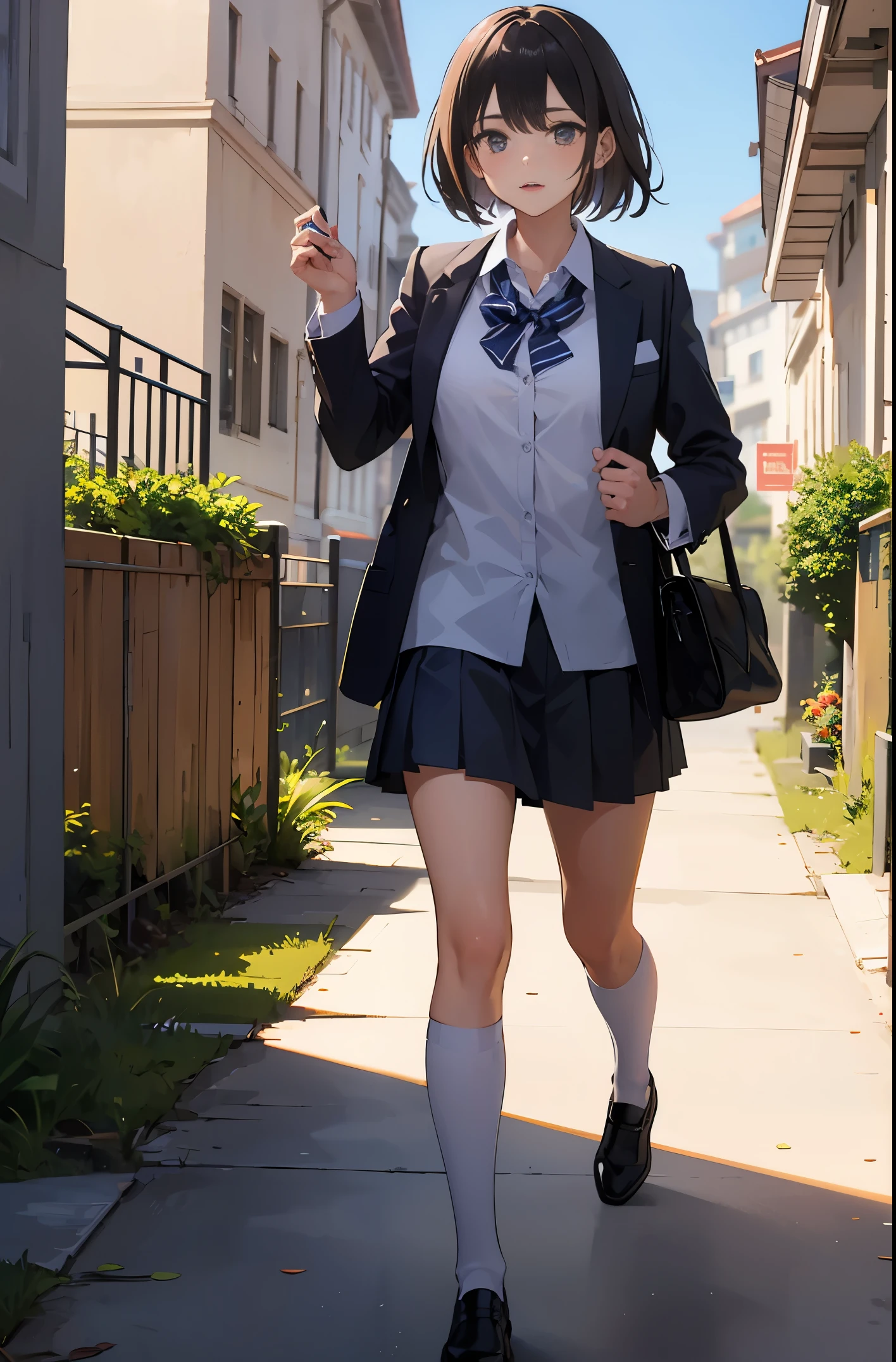 girl ,,walking with friends ,,,in the school yard