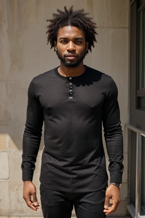 criar um homem negro Africano de idade compreendida entre 55 a 65, com roupas de estilo africano