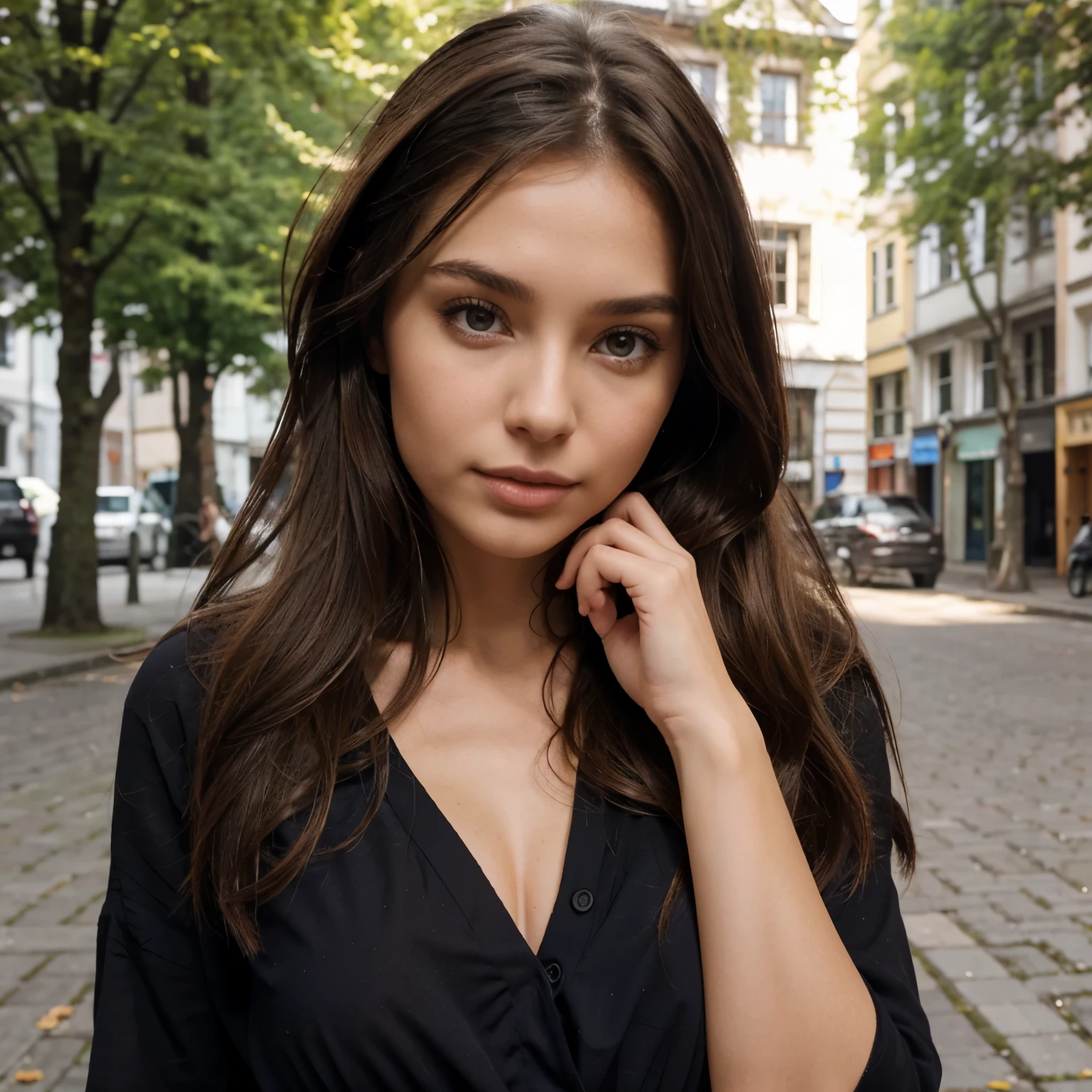 eine Frau mit langen braunen Haare, safe for work, gorgeous woman, sexy girl with dark brown hair, niedliches weibliches Modell, Dark brown hair and tanned skin, Beautiful female, langes, gewelltes brünettes Hair, Girl with long hair, gorgeous woman, Beautiful beautiful woman, Beautiful young model, Sophie Mudd, langes, gewelltes braunes Haar, Girl with dark brown hair, Stadt, outdoor, spring outfit
