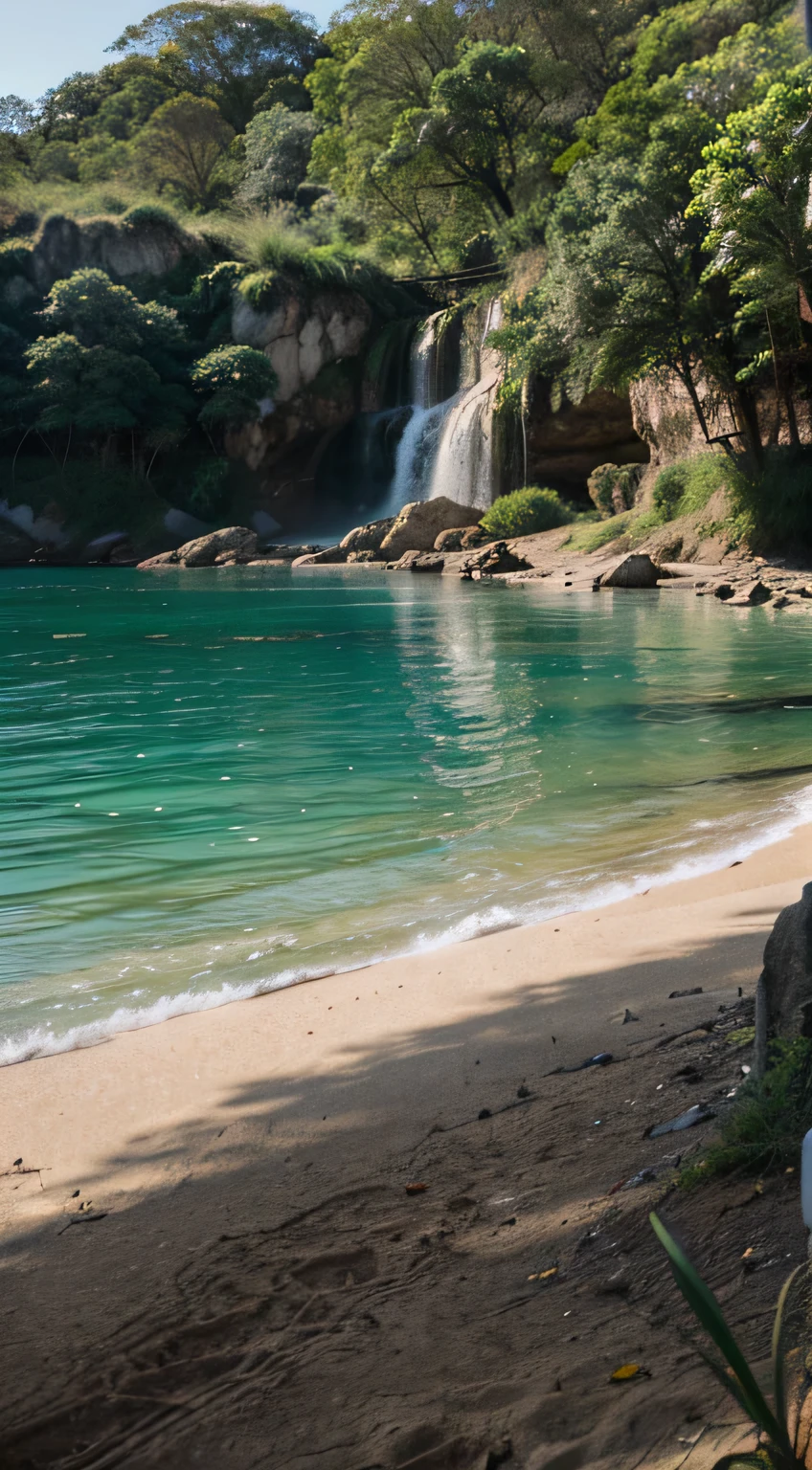 Crie uma paisagem com um grande rio vindo de um lindo horizonte.