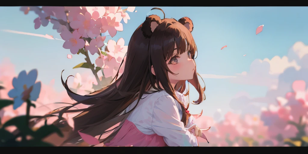 anime girl with bear ears looking to the side
