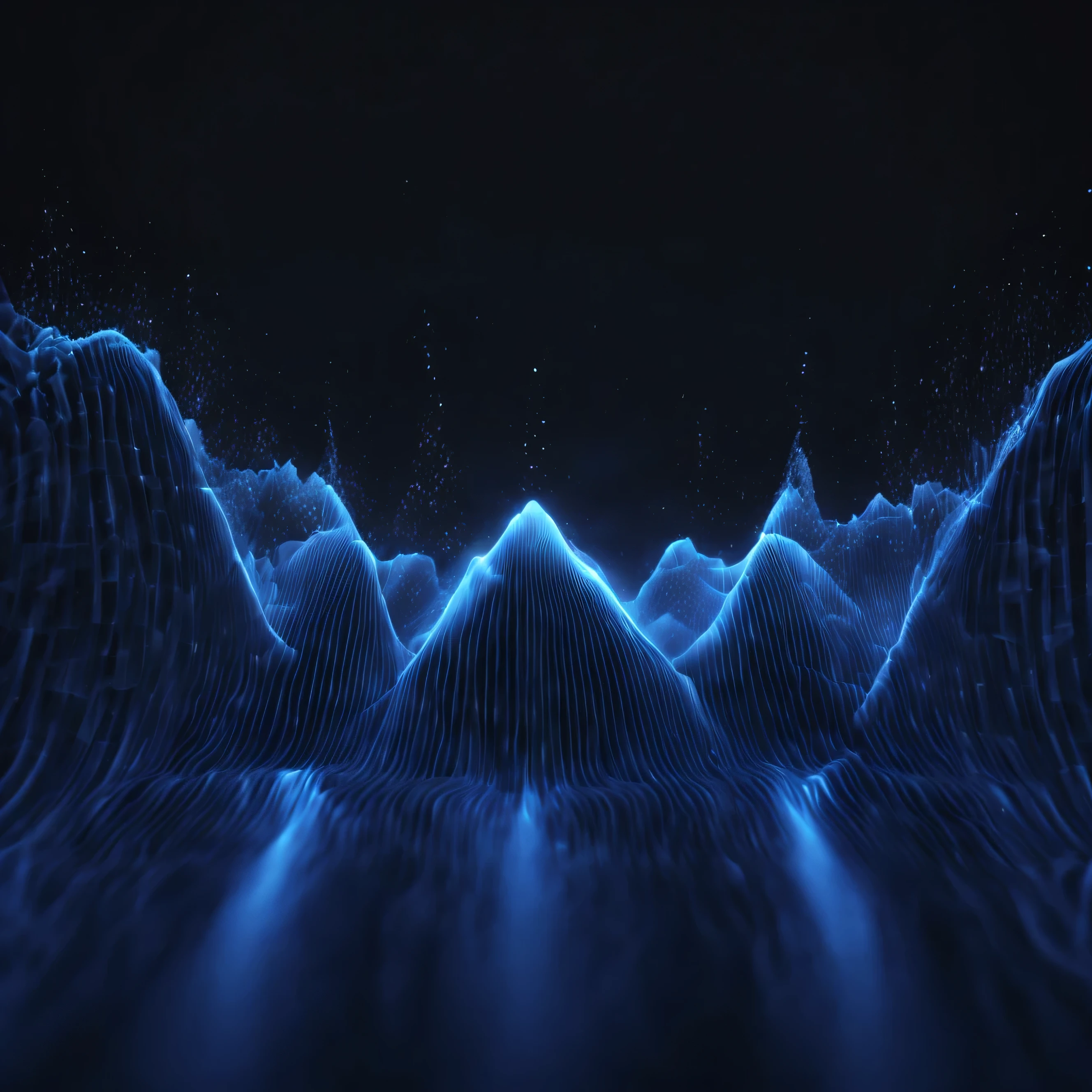 onda sonora, luz azul e ultra realista