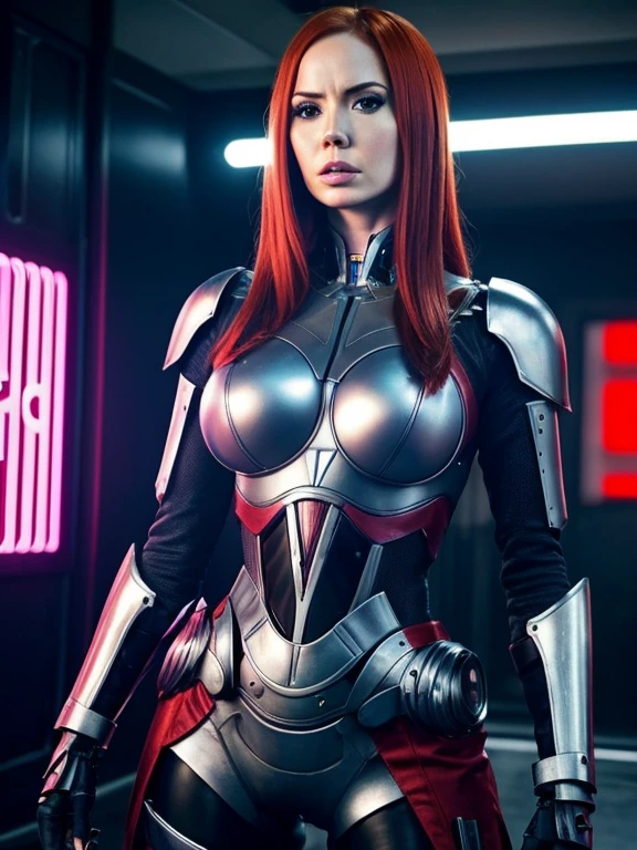 Create an image of the most stunningly gorgeous beautiful perfect sexy female blizzaga, Stunningly gorgeous beautiful perfect sexy face, perfect makeup, perfect stylized hair, hour glass body figure, perfect round ass, (((((futuristic gray maroon lacquered chrome armor)), back to viewer looking forward, full body view,