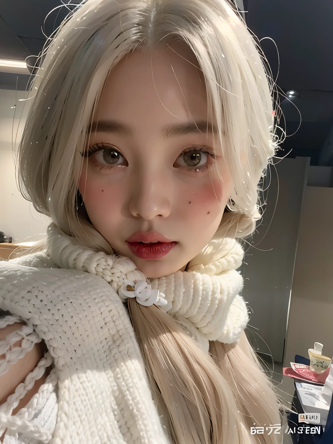 un primer plano de una persona con cabello largo y una bufanda, Chica coreana, ulzzang, Modelo IG | Artgerm, Parque Roseanne de Blackpink, Wan adorable cara coreana, Beautiful aesthetic face, Hermosa mujer surcoreana, Joven y adorable rostro coreano, Hermosa joven coreana, Lalisa Manobal, maquillaje popular de Corea del Sur, realista. Cheng Yi