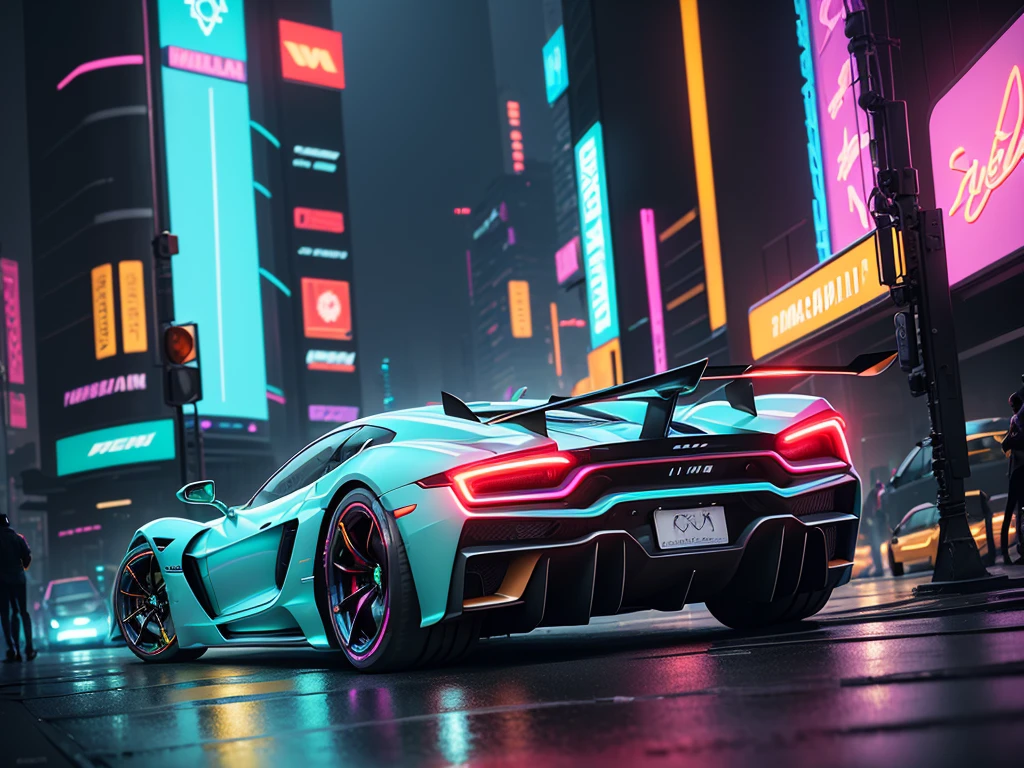 (1 transparent super car on gorgeous cyberpunk city streets),Color transparent plastic,cyberpunk characters,industrial design,Smooth design feel,Sophisticated body structure,cleanness,(((Transparent visual impact))),(((Brilliant neon lights))),white backgrounid,ultra-realistic realism,hyper HD,high detal,best qualtiy,4K,