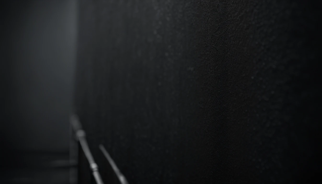 a detailed macro shot of the texture of an empty black wall, focusing on the fine grain and subtle imperfections that give it character and depth