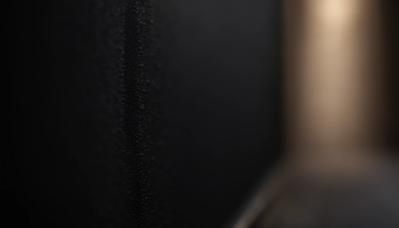 a detailed macro shot of the texture of an empty black wall, focusing on the fine grain and subtle imperfections that give it character and depth