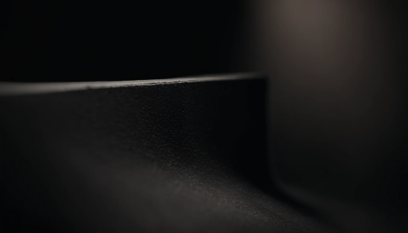a detailed macro shot of the texture of an empty black wall, focusing on the fine grain and subtle imperfections that give it character and depth