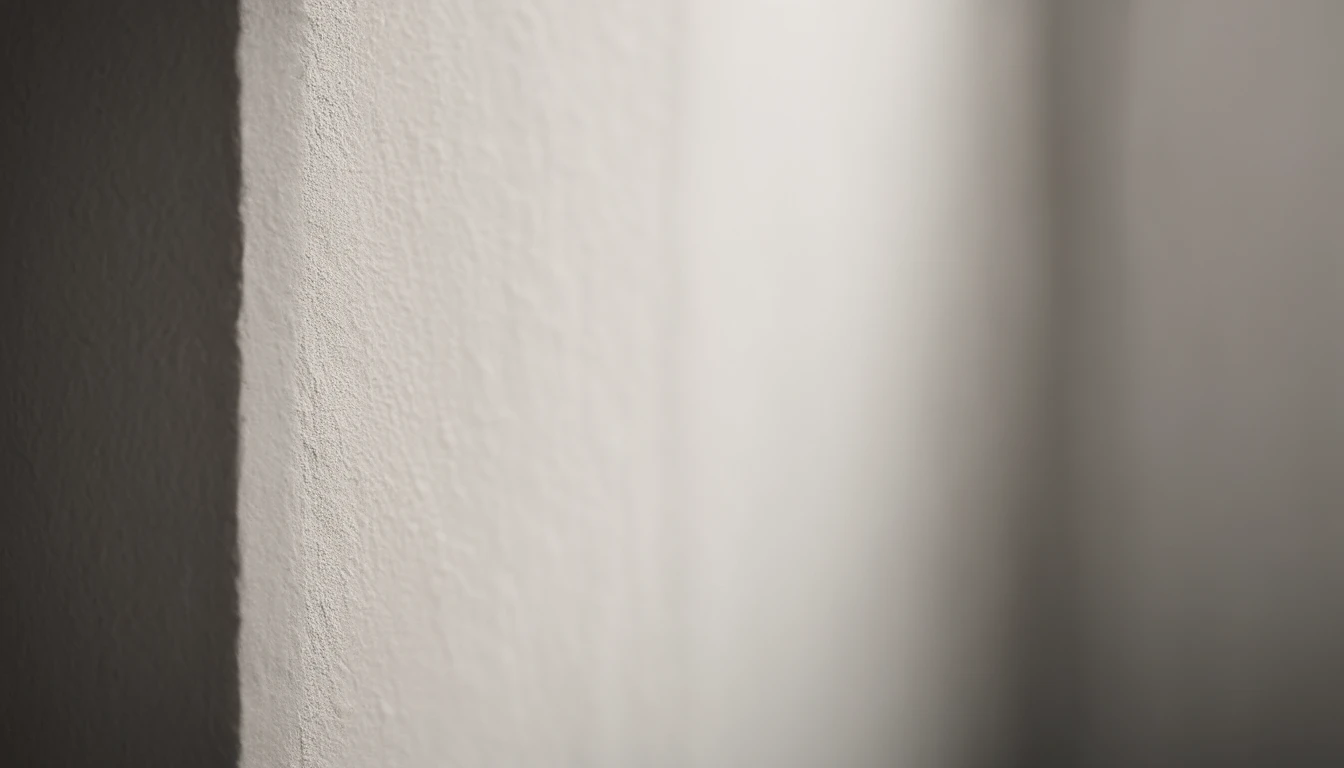 a detailed macro shot of the texture of an empty white wall, focusing on the fine grain and subtle imperfections that give it character and depth