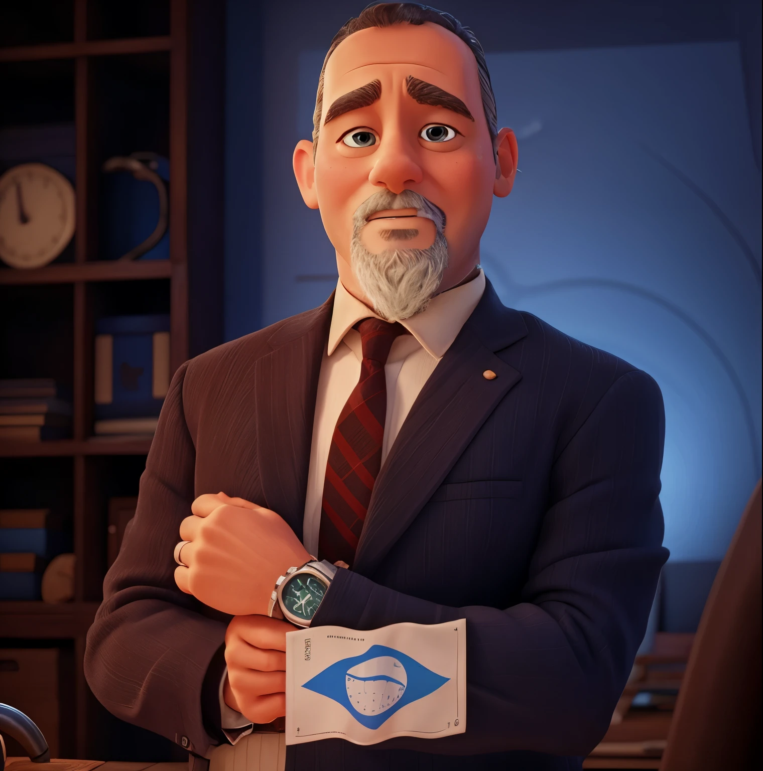 Create a poster in the Disney Pixar style, with a technological background and the wall with Octane Customs Info written on it.