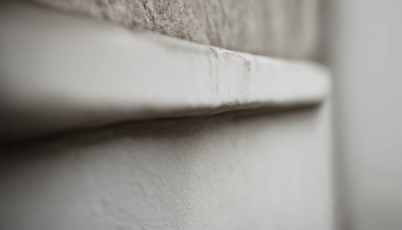 a detailed macro shot of the texture of an empty white wall, focusing on the fine grain and subtle imperfections that give it character and depth