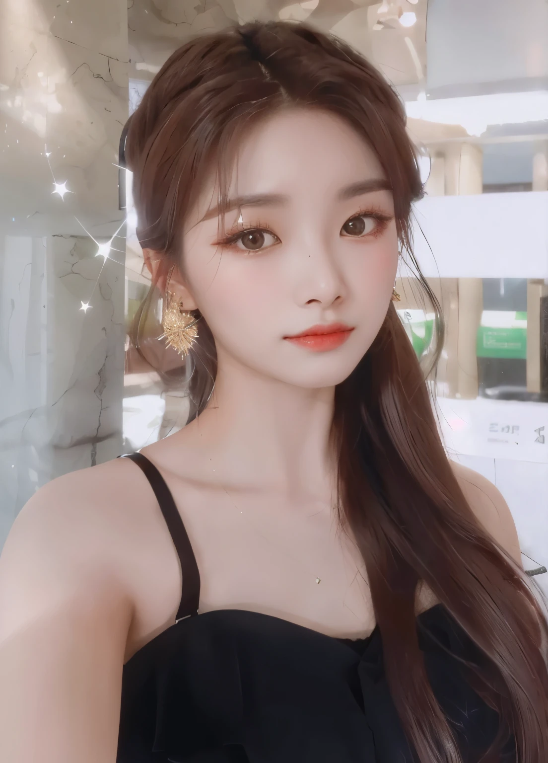 Araffe Asian woman with long brown hair and black dress, corona de estrellas Hermosa joven coreana, Hermosa joven coreana, Hermosa mujer surcoreana, Joven y adorable rostro coreano, Heonhwa Choe, Chica coreana, Wan adorable cara coreana, Jaeyeon Nam, Xintong Chen, Lee Ji-eun, Lee Ji - Eun, Sakimichan, tzuyu de dos veces