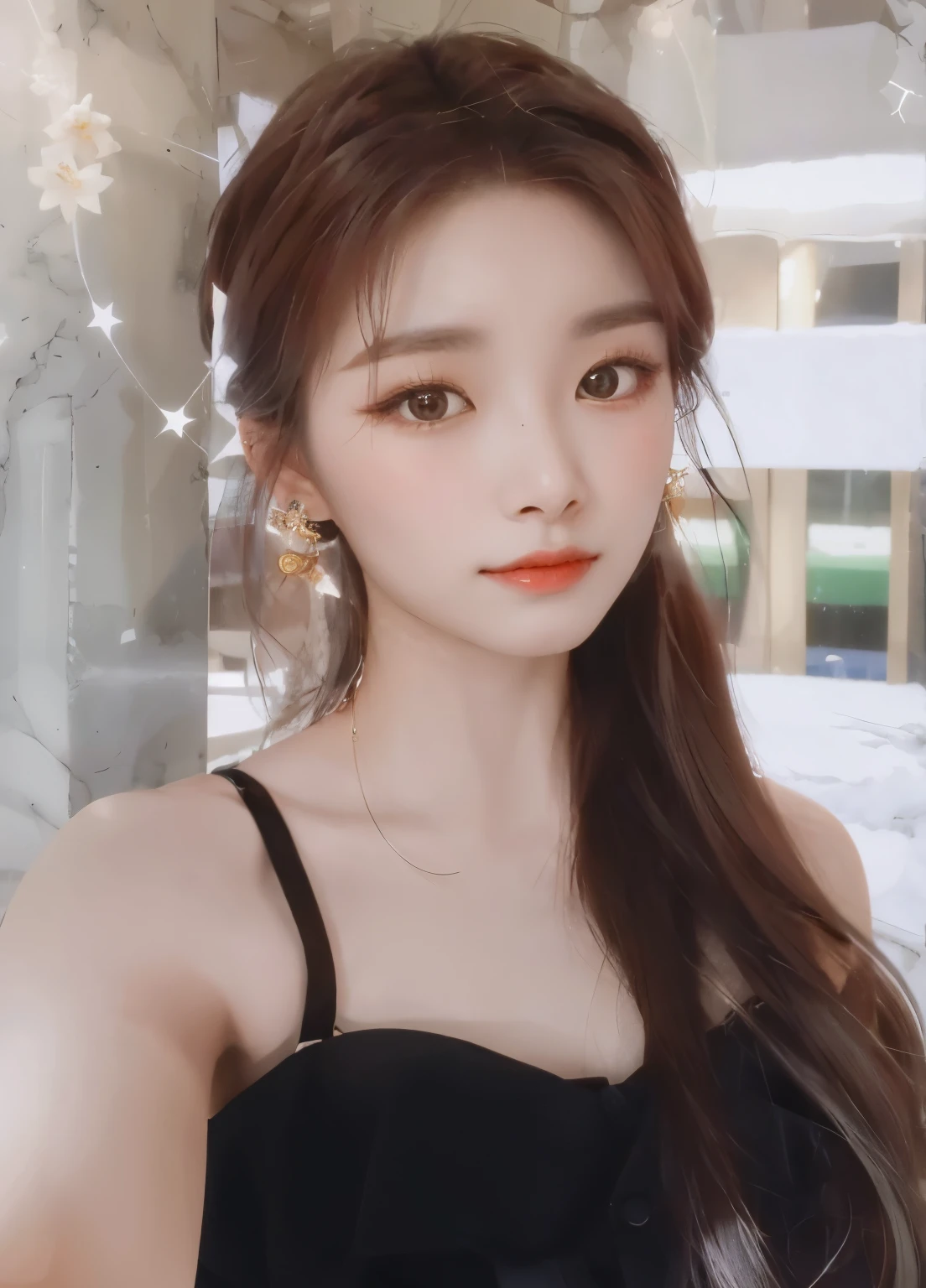 Araffe Asian woman with long brown hair and black dress, corona de estrellas Hermosa joven coreana, Hermosa joven coreana, Hermosa mujer surcoreana, Joven y adorable rostro coreano, Heonhwa Choe, Chica coreana, Wan adorable cara coreana, Jaeyeon Nam, Xintong Chen, Lee Ji-eun, Lee Ji - Eun, Sakimichan, tzuyu de dos veces