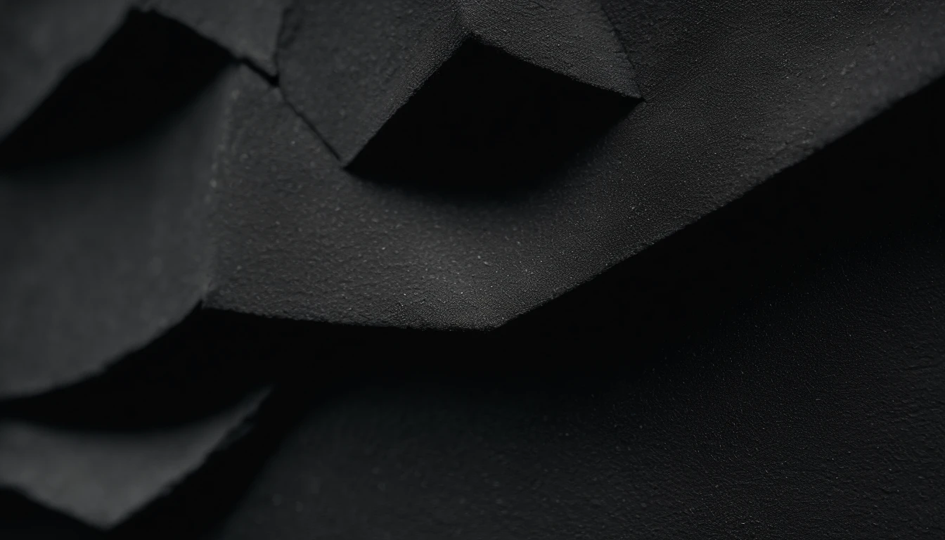 a detailed macro shot of the texture of an empty black wall, focusing on the fine grain and subtle imperfections that give it character and depth